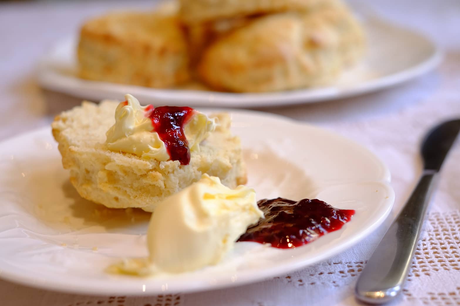 clotted cream on plate ready to serve with scone